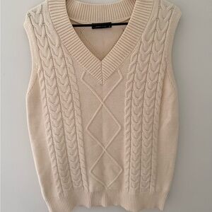 Elegant Cream V-Neck Sweater Vest